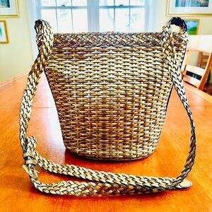 Nine West Vintage Basketweave Bucket Bag w/adjustable Crossbody & Shoulder Strap